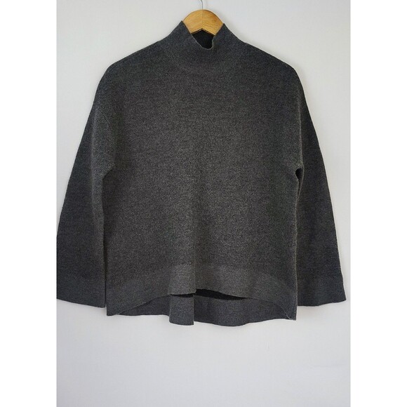 Ann Taylor Wool Mock Neck Gray Sweater Size Med Preppy Minimalism Warm Casual - Picture 1 of 4